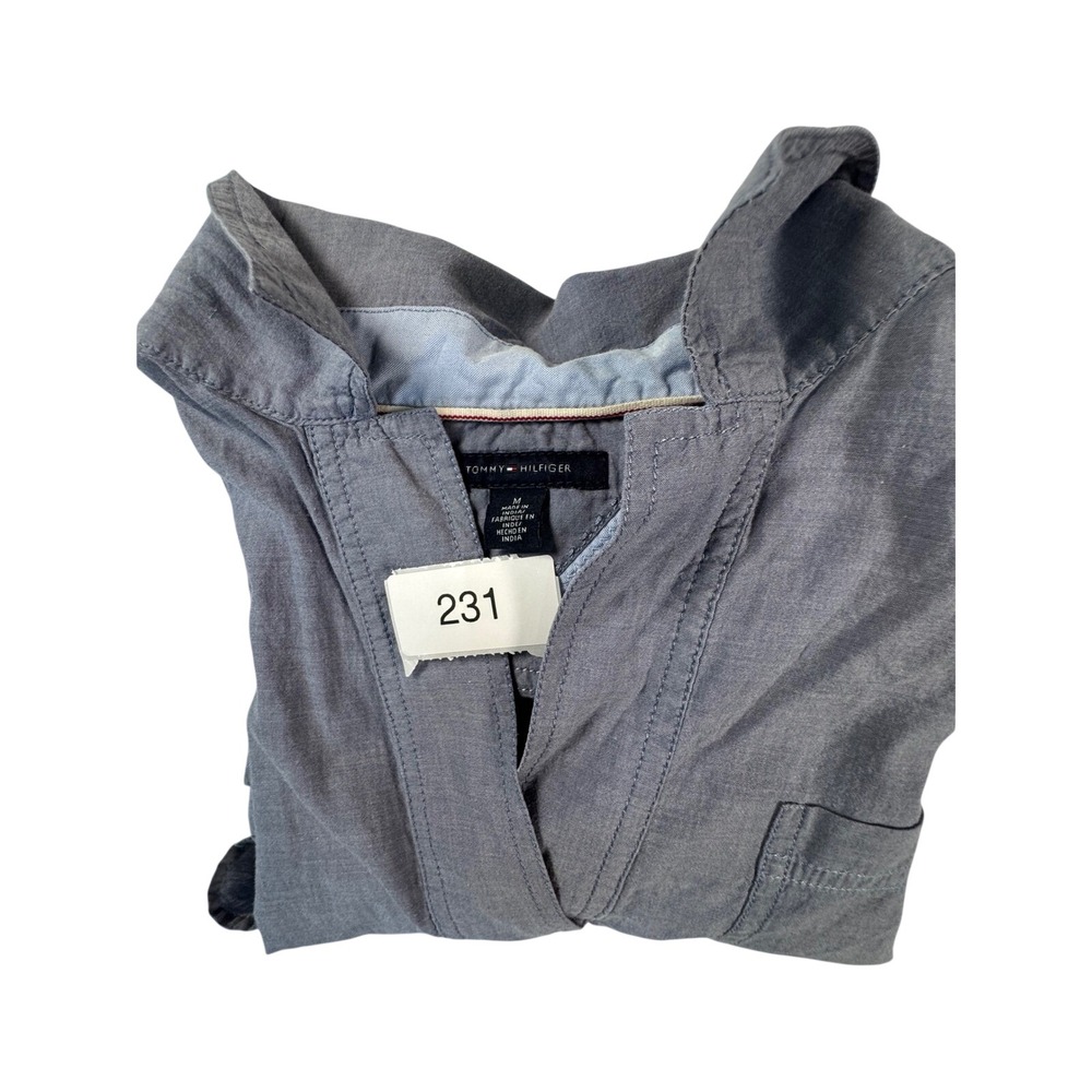 Tommy Hilfiger Popover Tunic‎ Womens M Blue Chambray Long Sleeve Pockets - Picture 12 of 12